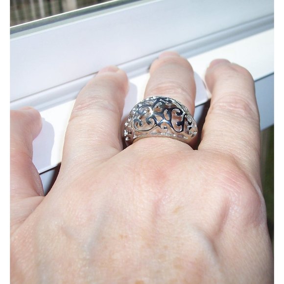 STAINLESS STEEL Open Work Design Dome Ring - Picture 5 of 14